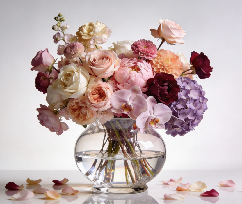 Flowers In Glass Vase