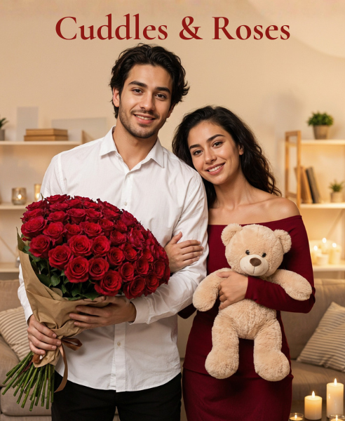 Roses & Teddy Delivery for Valentines Day