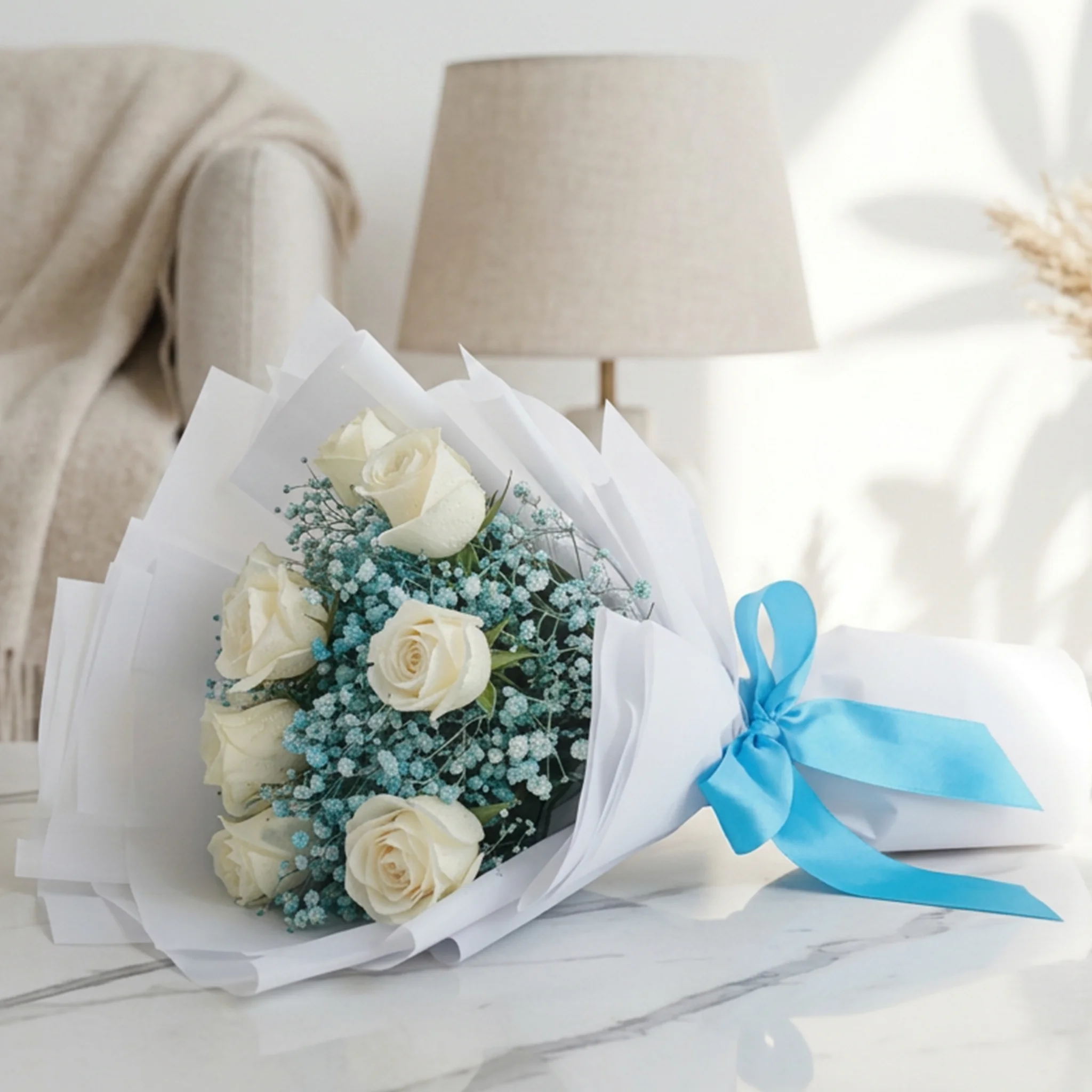 White Roses Hand Bouquet