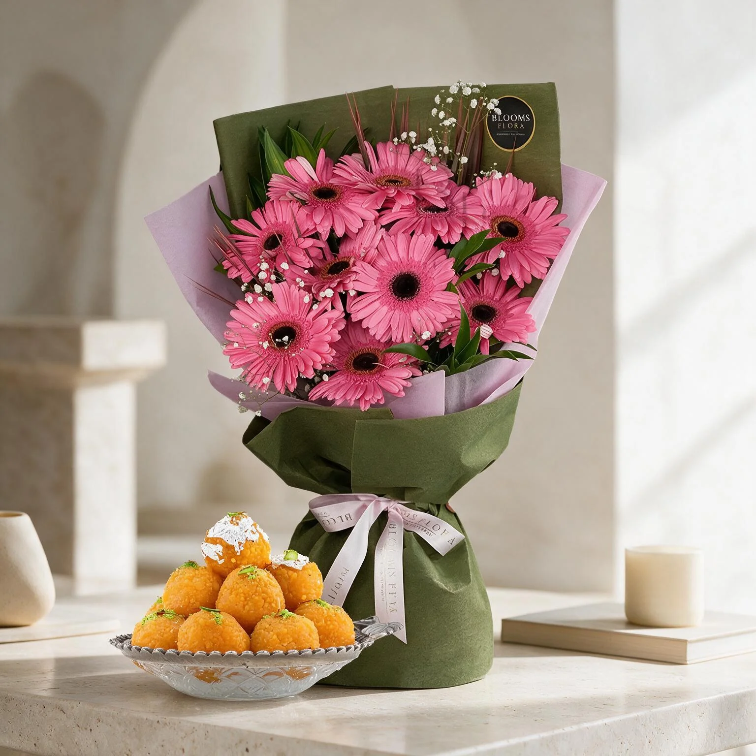 Gerberas Bouquet With Mithai