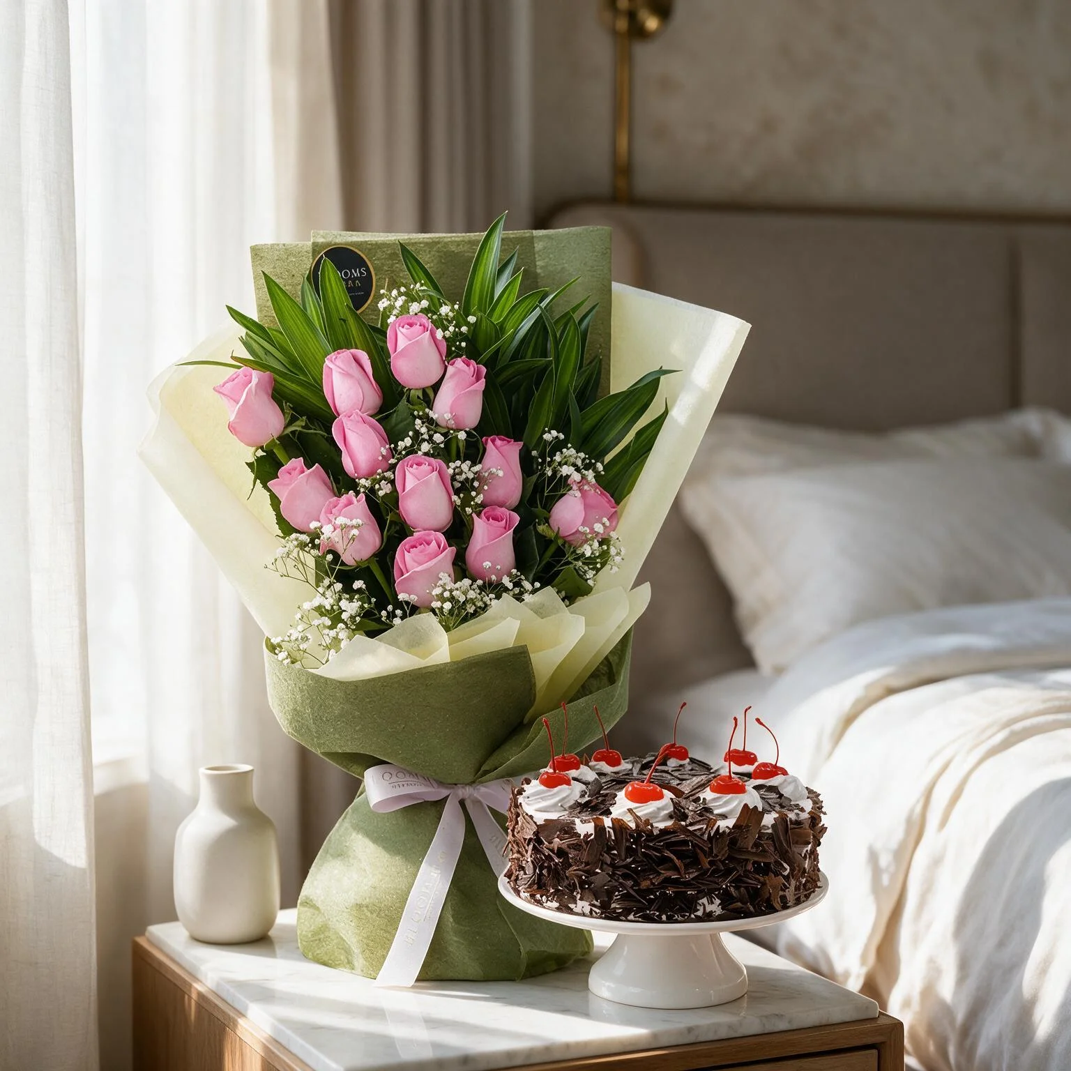 12 Roses Bouquet, Black Forest Cakes