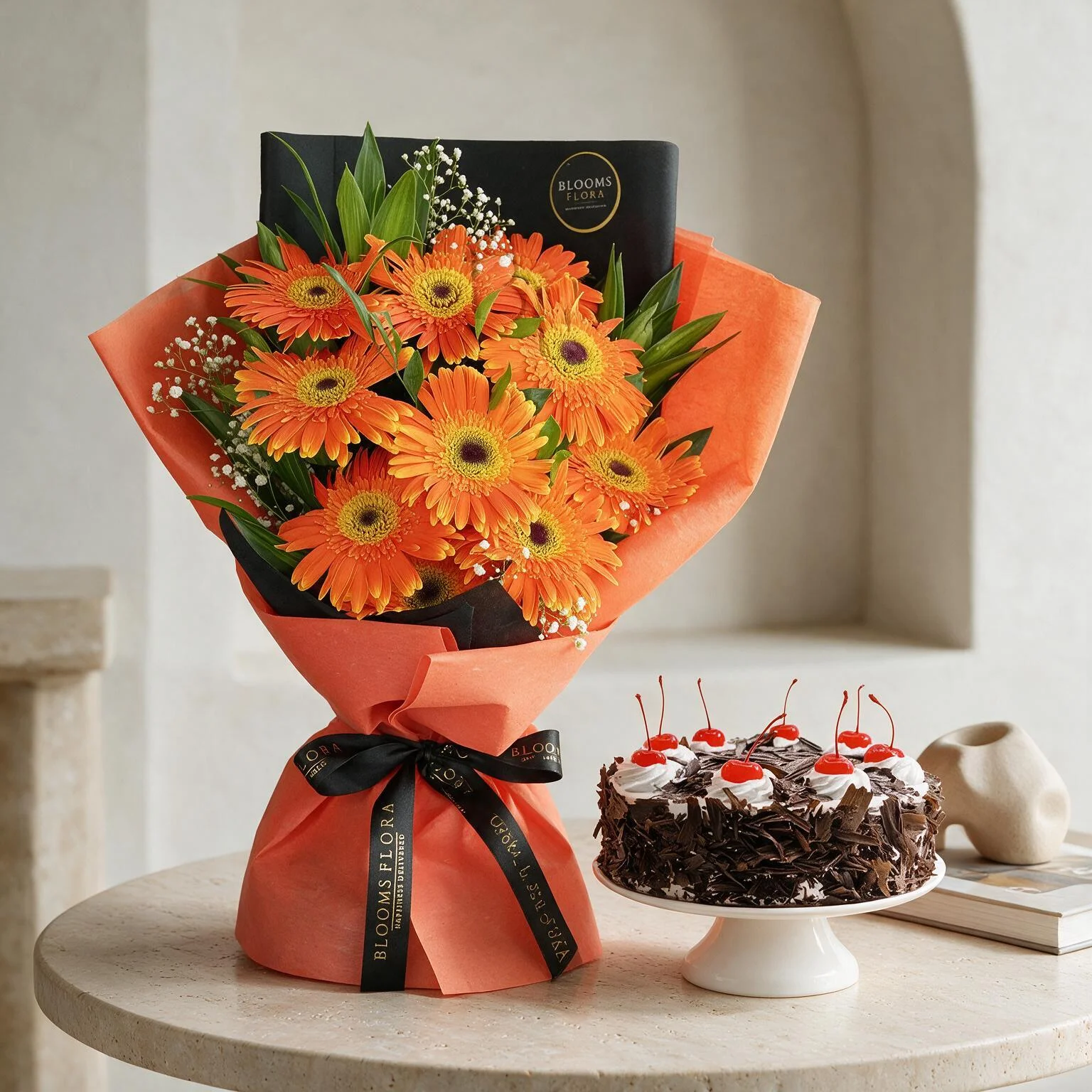Flower Bouquet With Cake