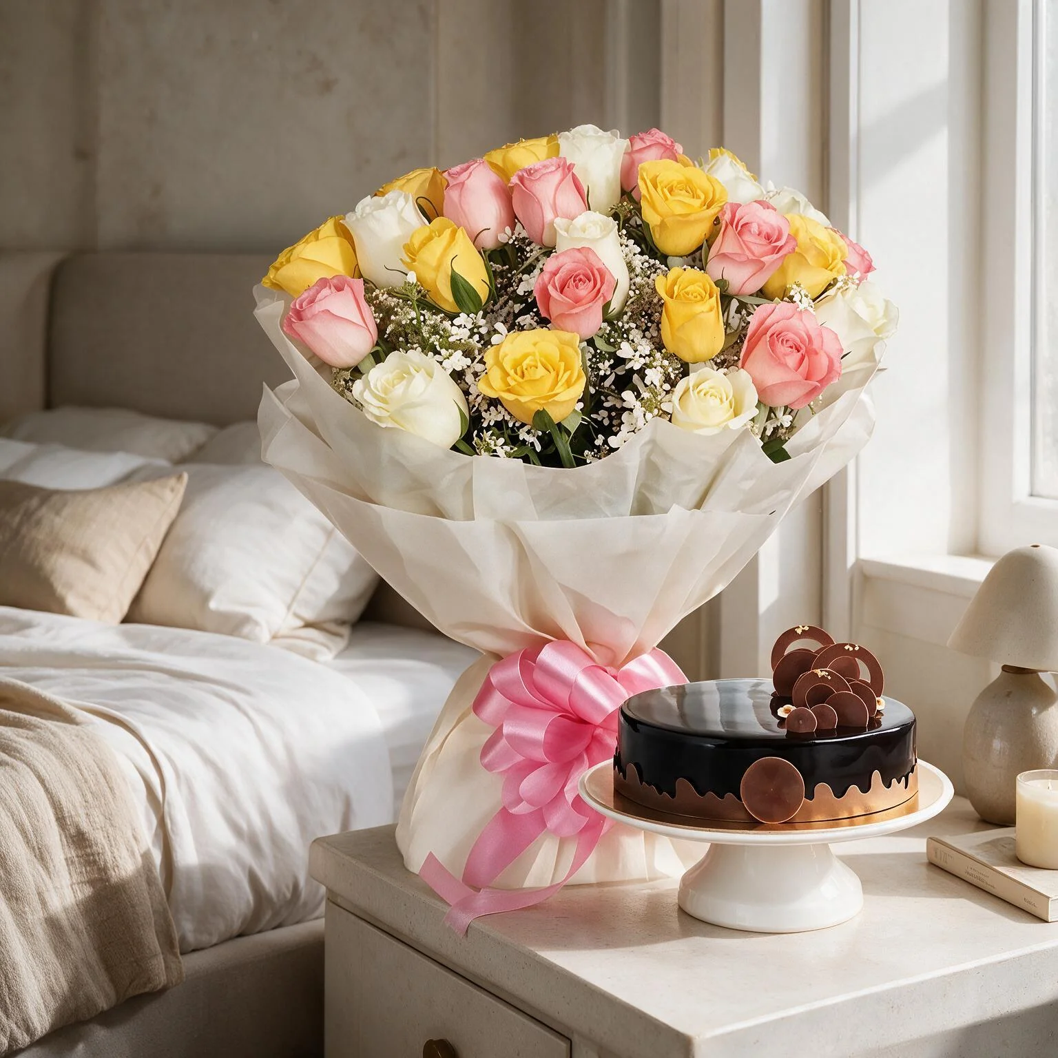 Roses Bouquet & Cake