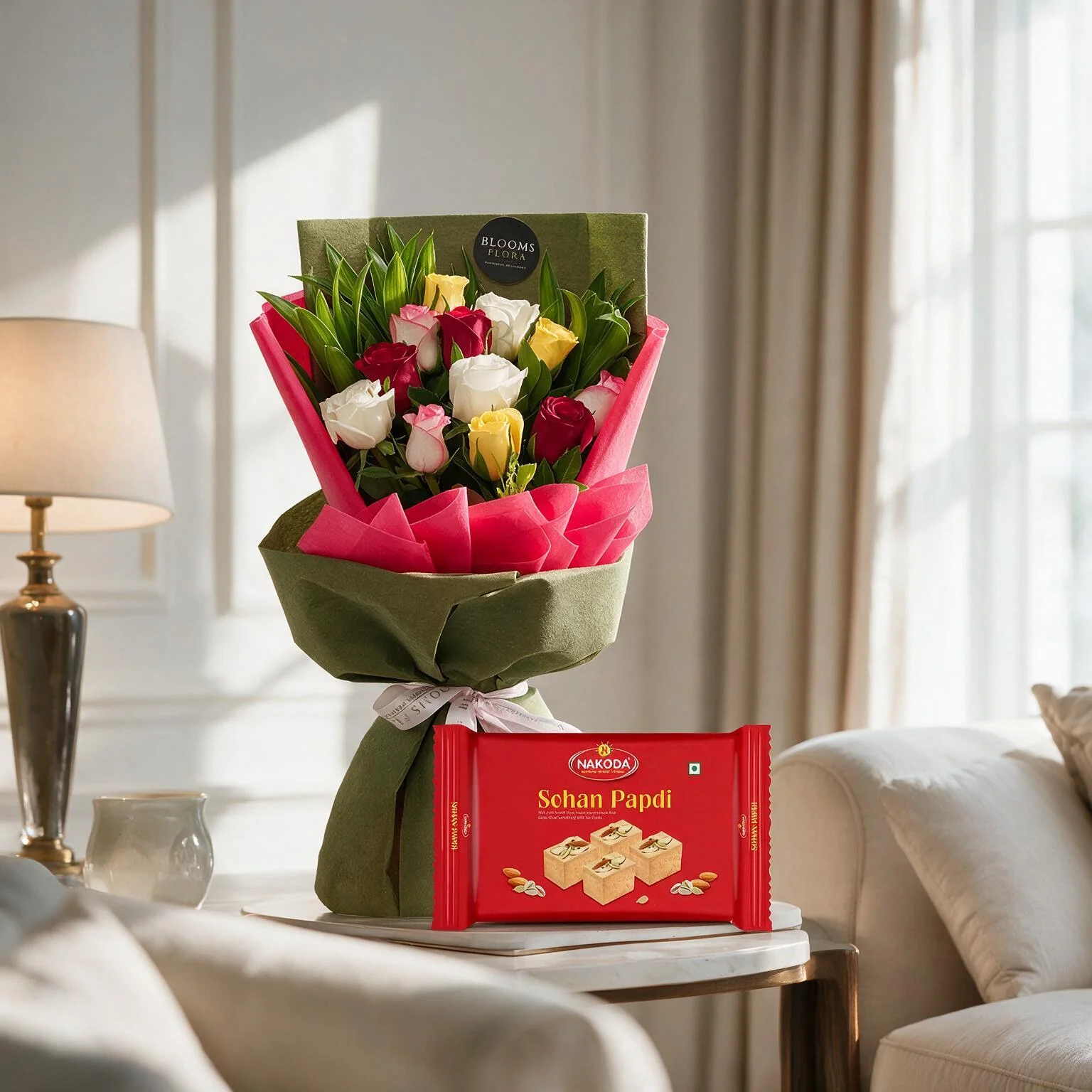 Roses Bouquet With Soan Papdi