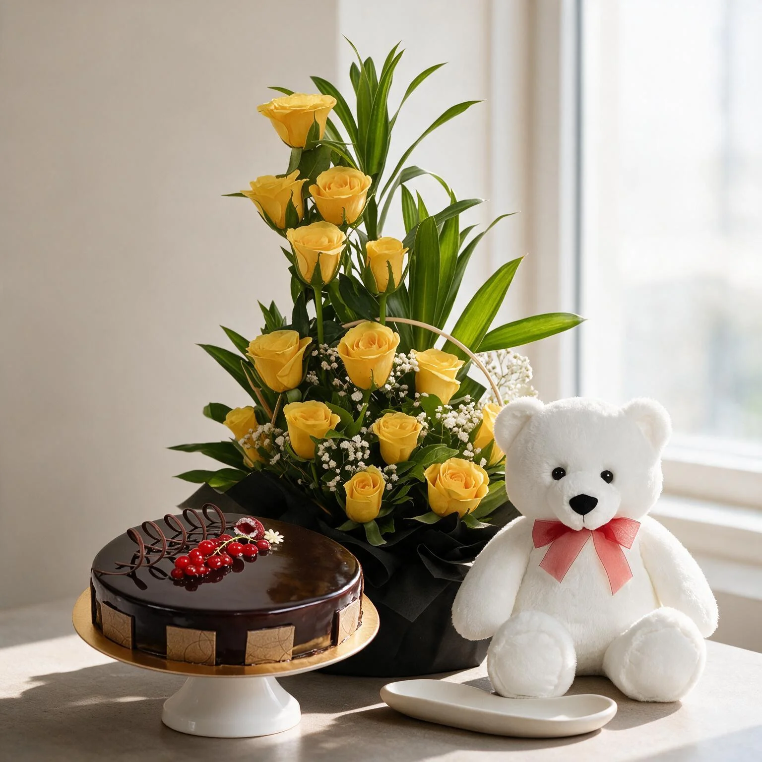 Flowers,Cake & Teddy