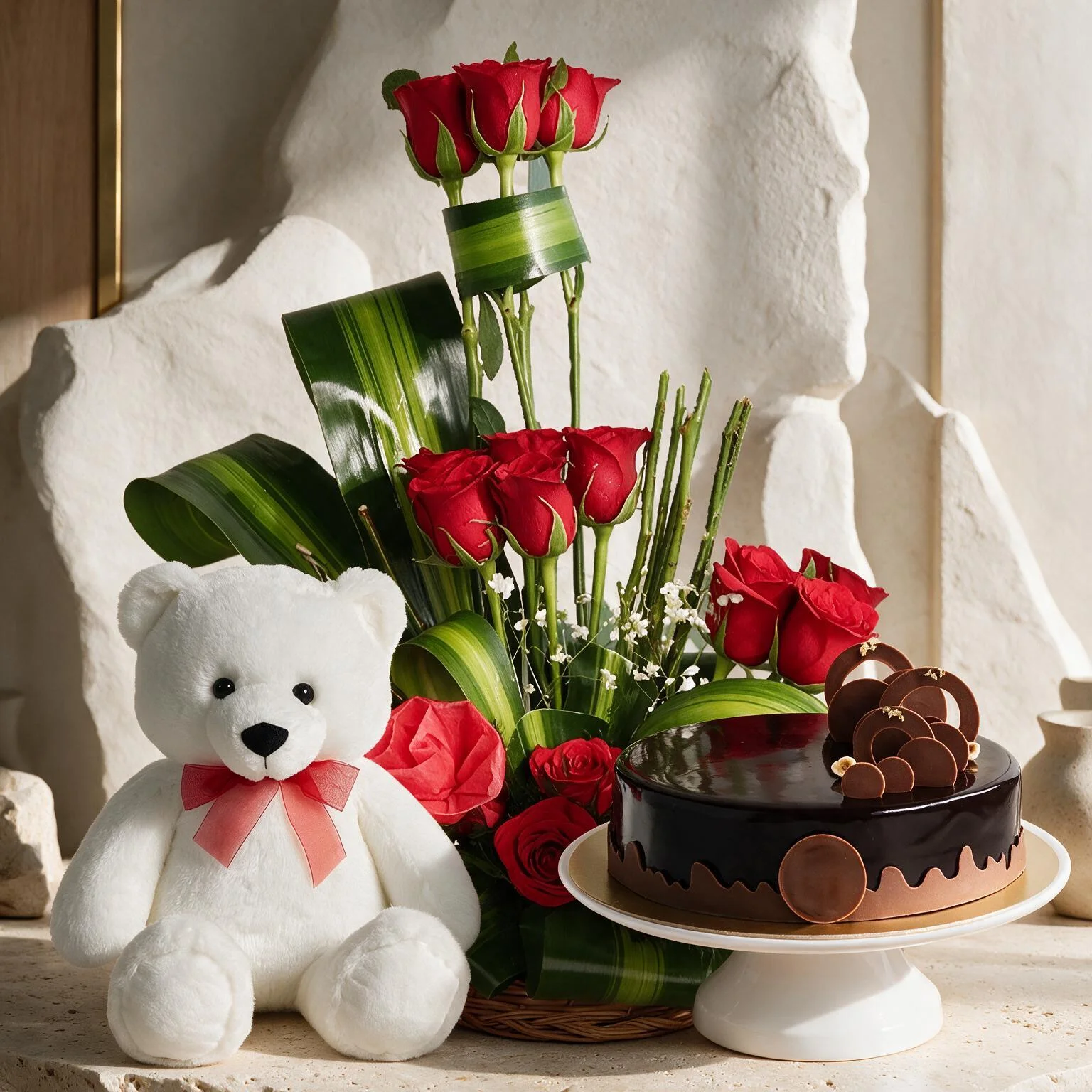 Flowers,Cake & Teddy