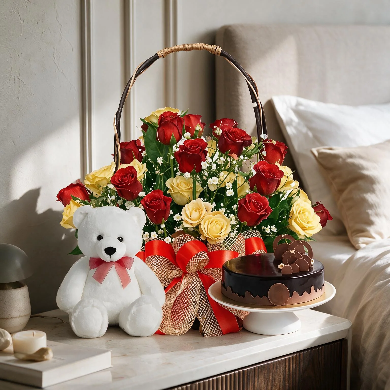 Flowers,Cake & Teddy