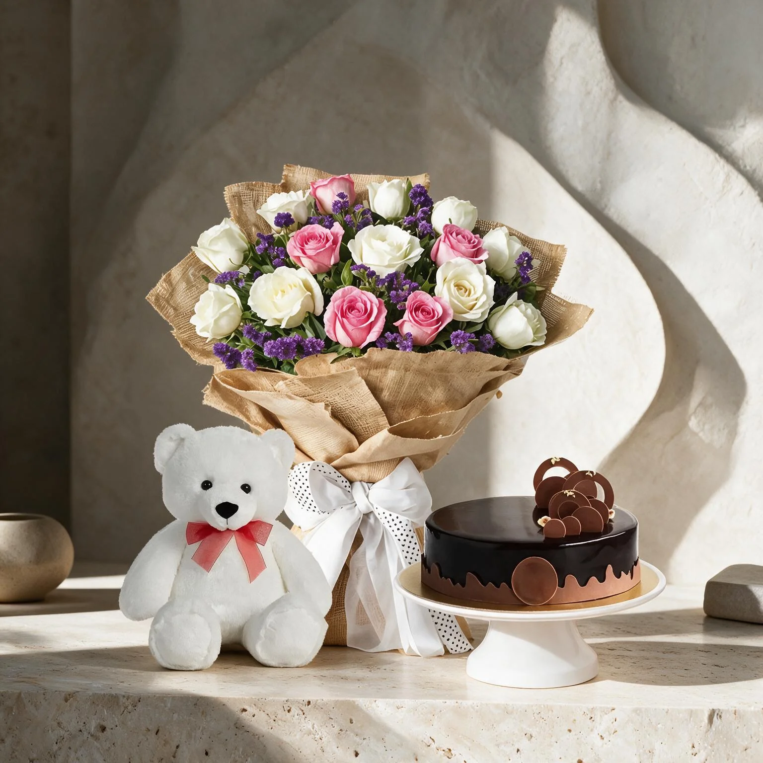 Flowers,Cake & Teddy