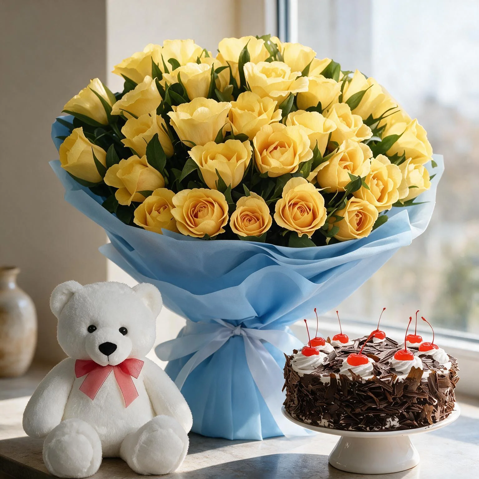 Flowers,Cake & Teddy