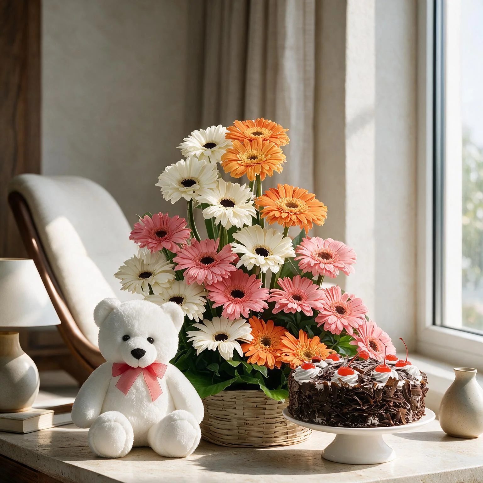 Flowers,Cake & Teddy
