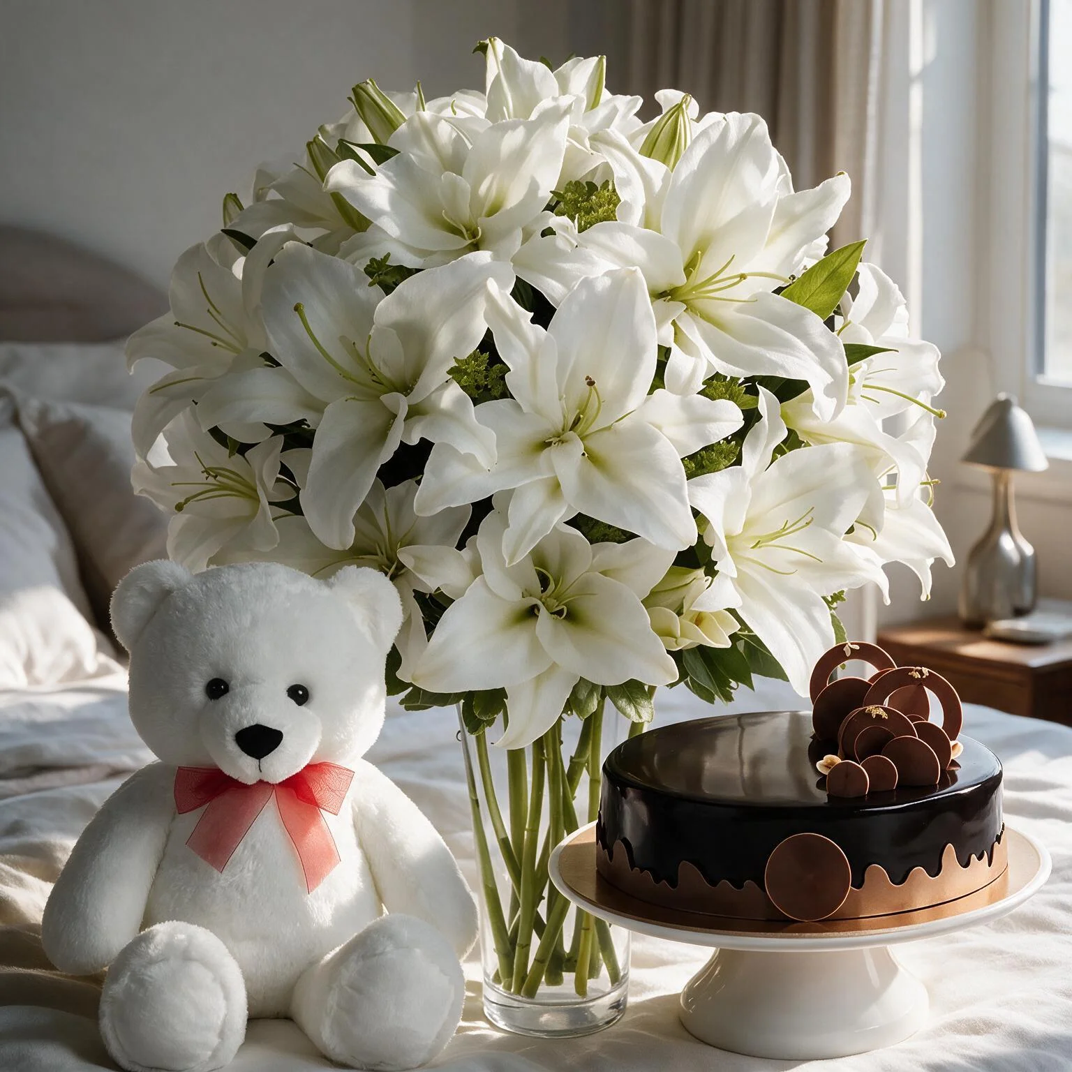 Flowers,Cake & Teddy