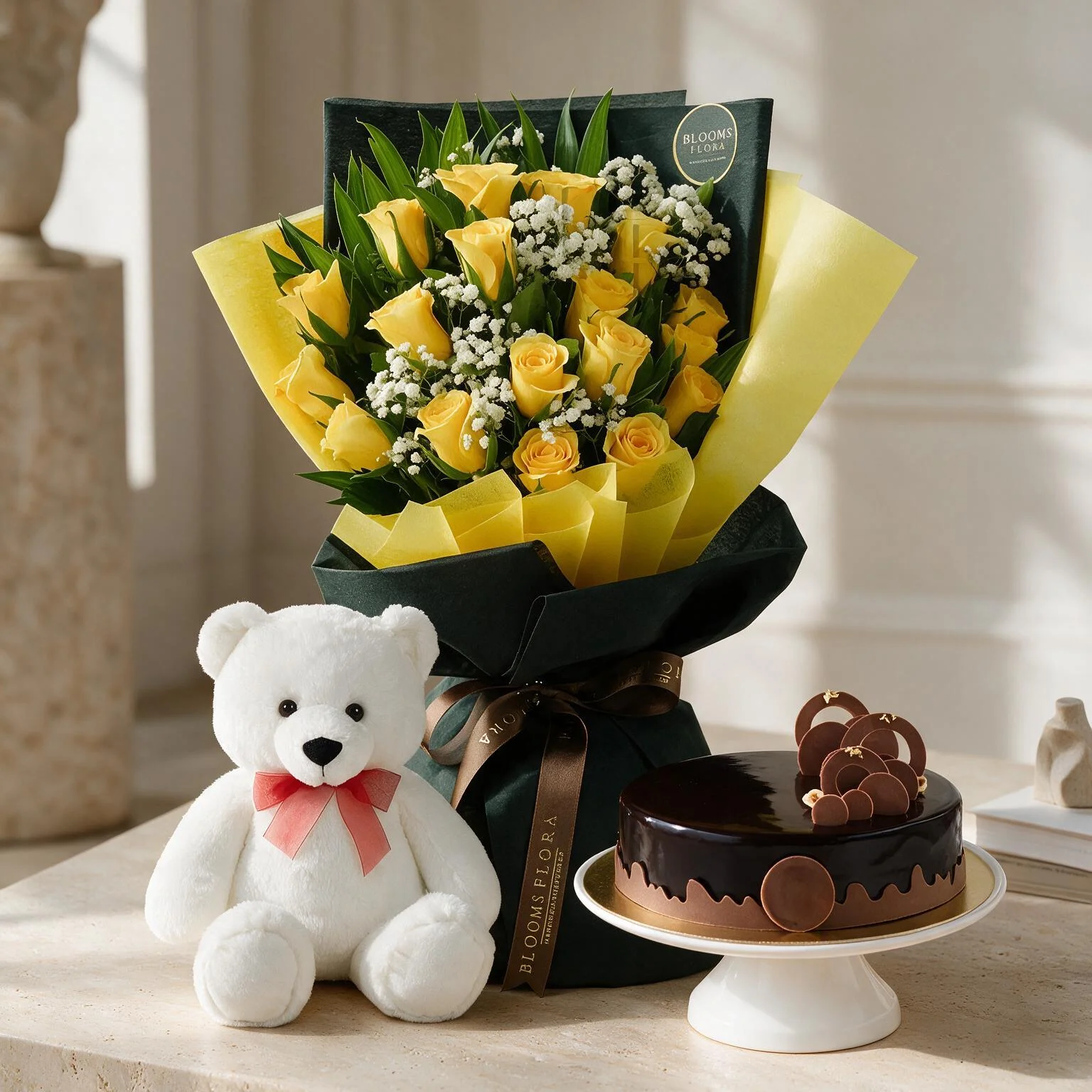 Flowers,Cake & Teddy