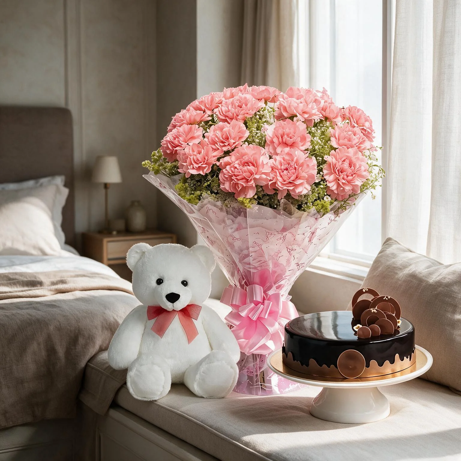 Flowers,Cake & Teddy