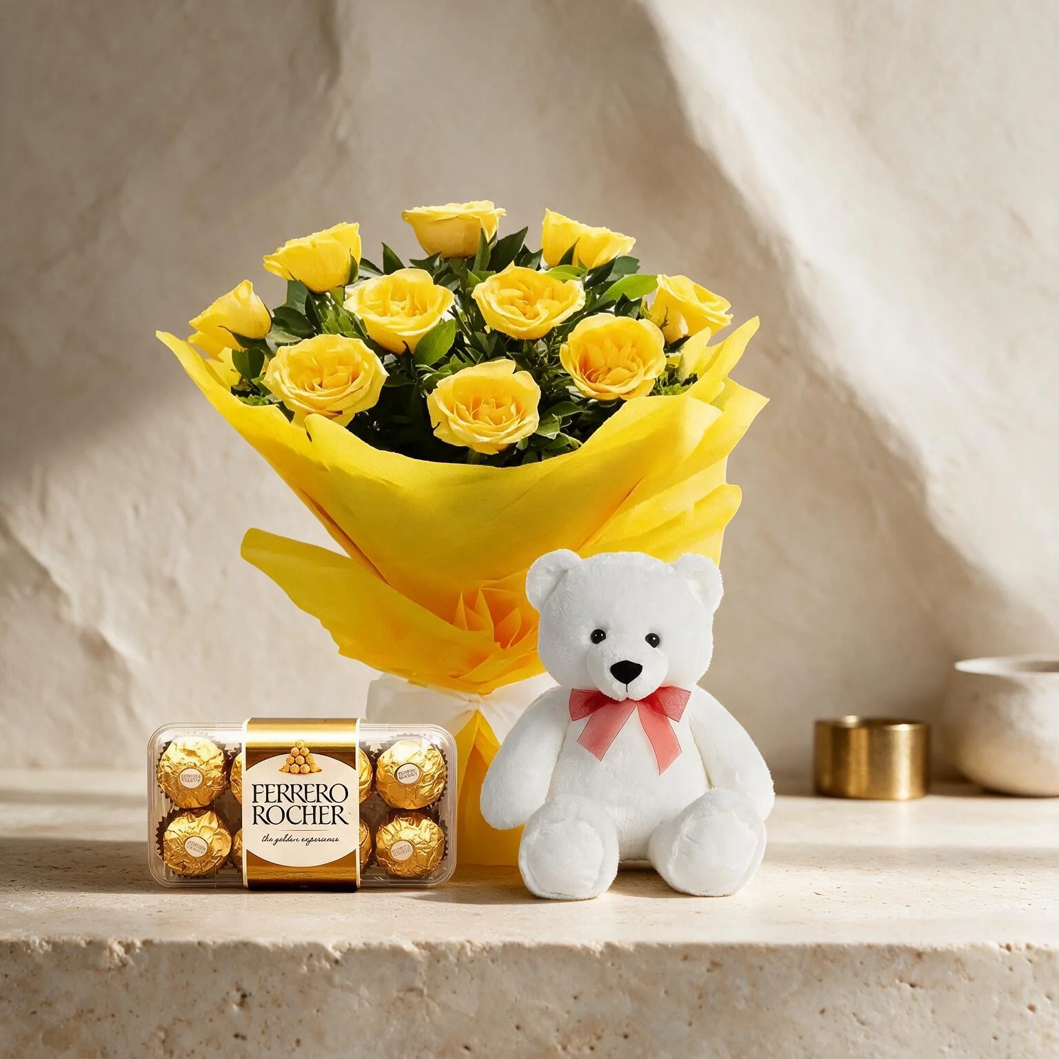 Bouquet With Chocolate & Teddy