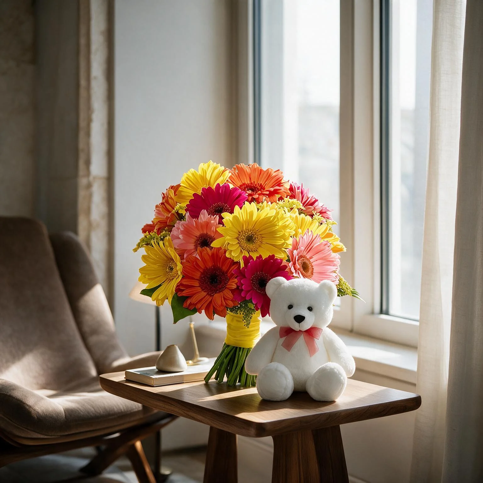 Gerberas Bouquet & Teddy