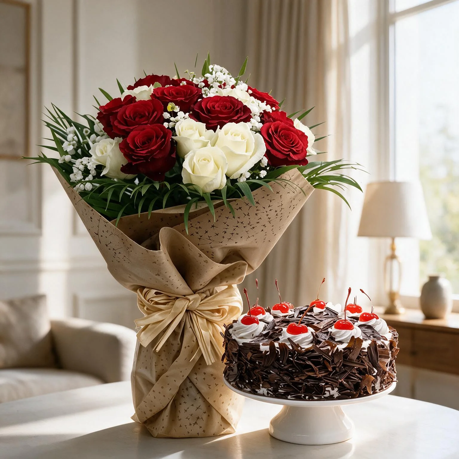 Flowers & Cake Combo