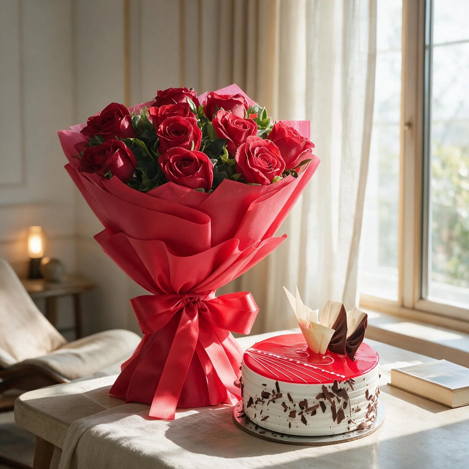 Roses Bouquet & Cake