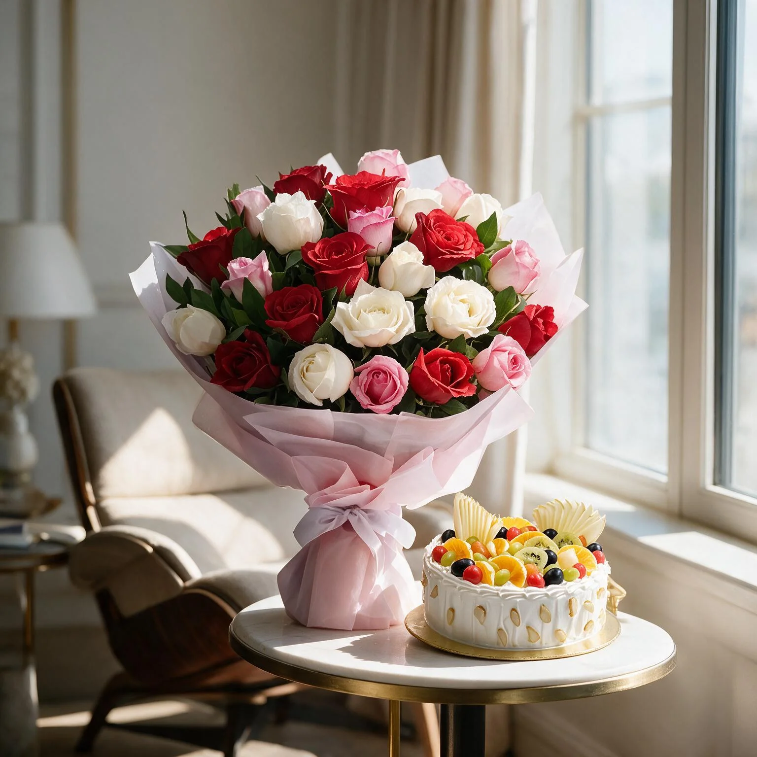Flowers & Cake Combo