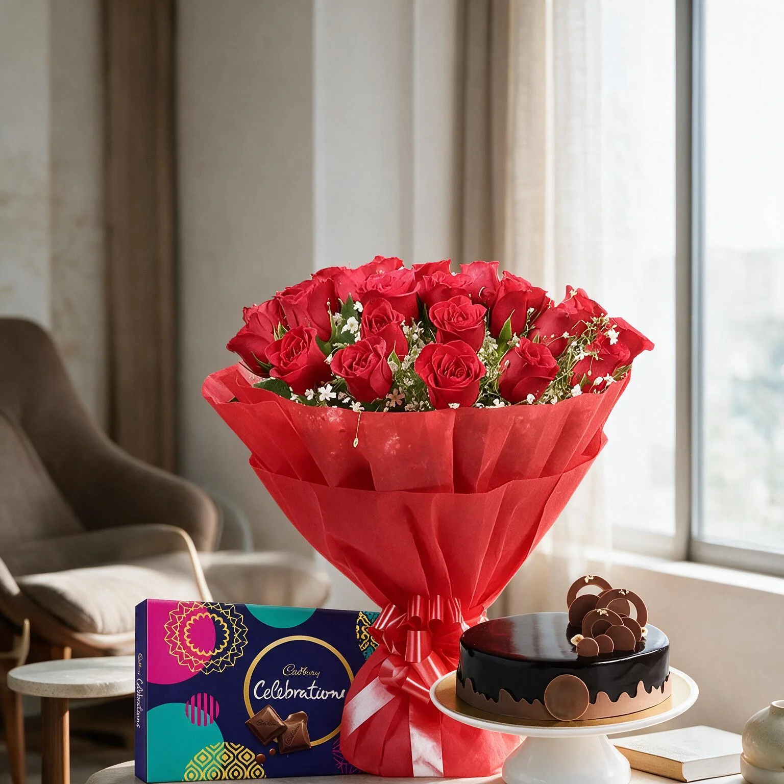Flowers With Cake & Chocolate