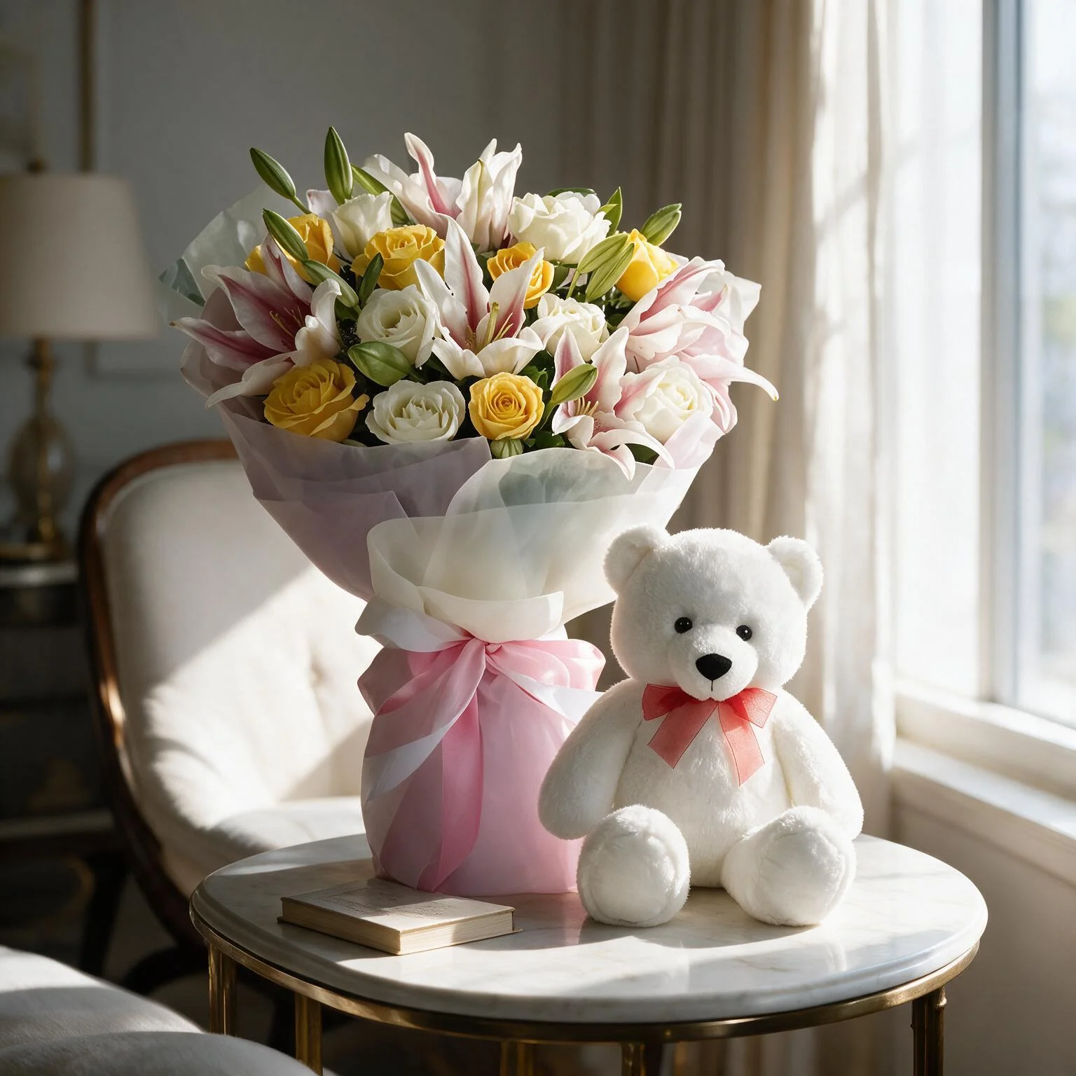 Flower Bouquet with Teddy