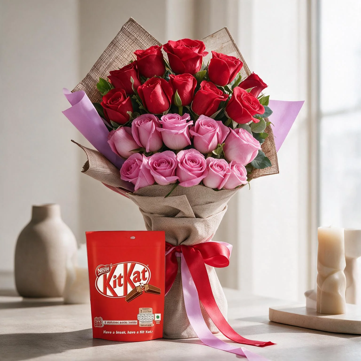 Roses Bouquet With Chocolates