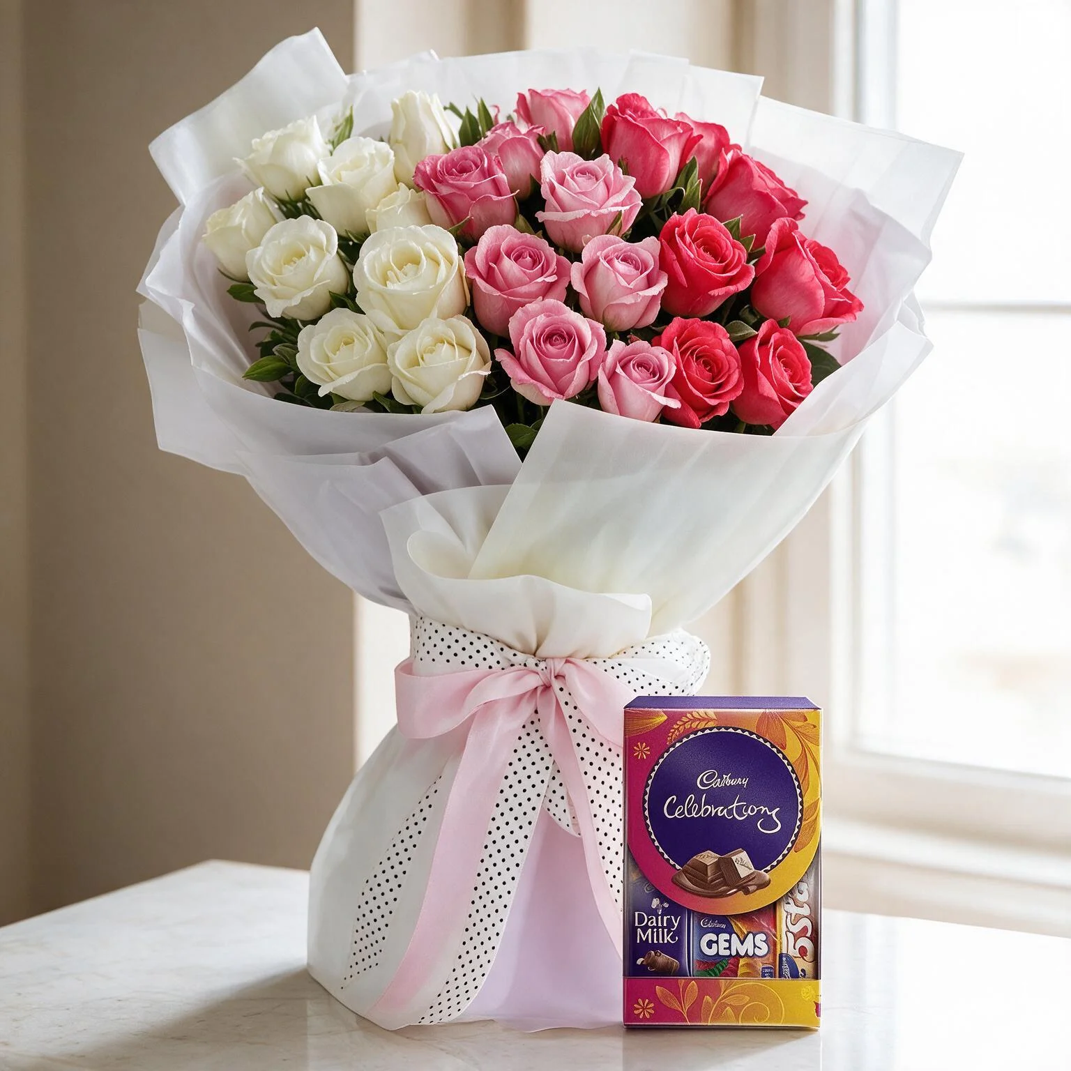 Bouquet of Roses and Chocolates