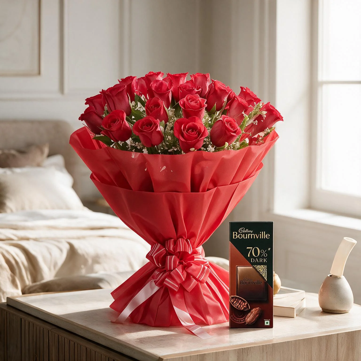 Red Roses Bouquet & Chocolate