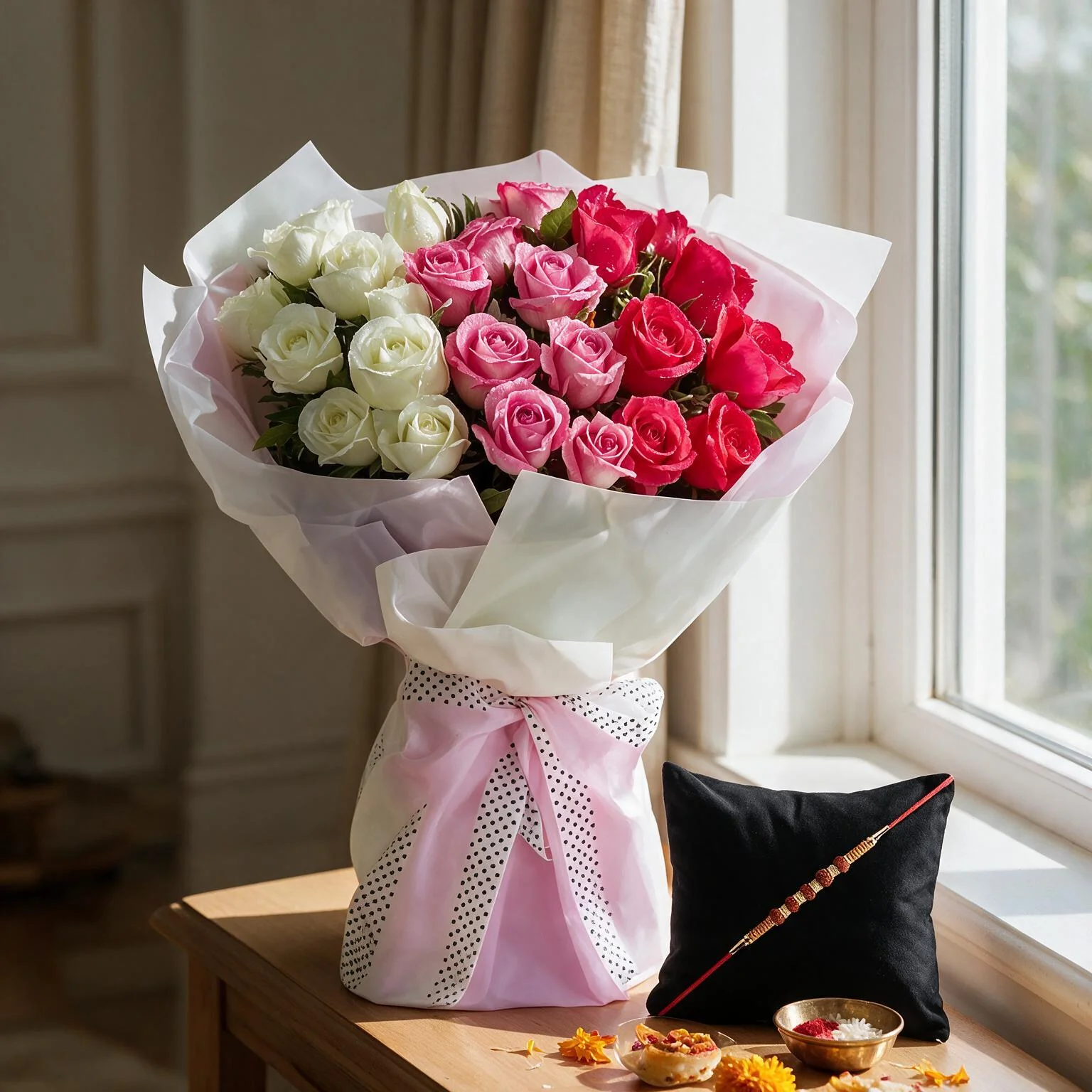 Roses Bouquet with Free Rakhi
