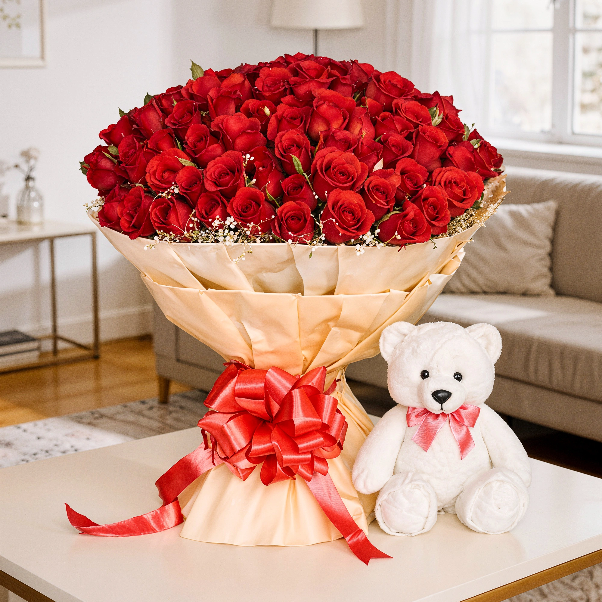 Roses Bouquet & Teddy