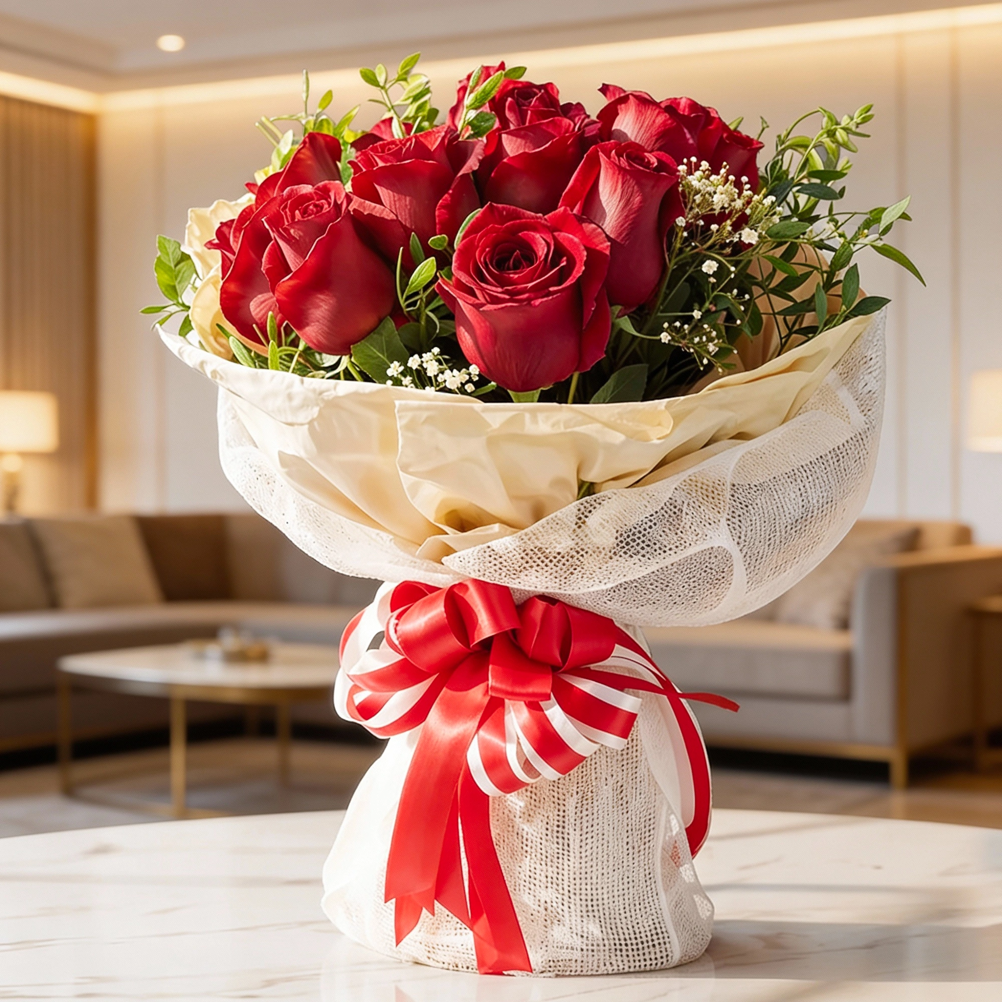 12 red roses bouquet