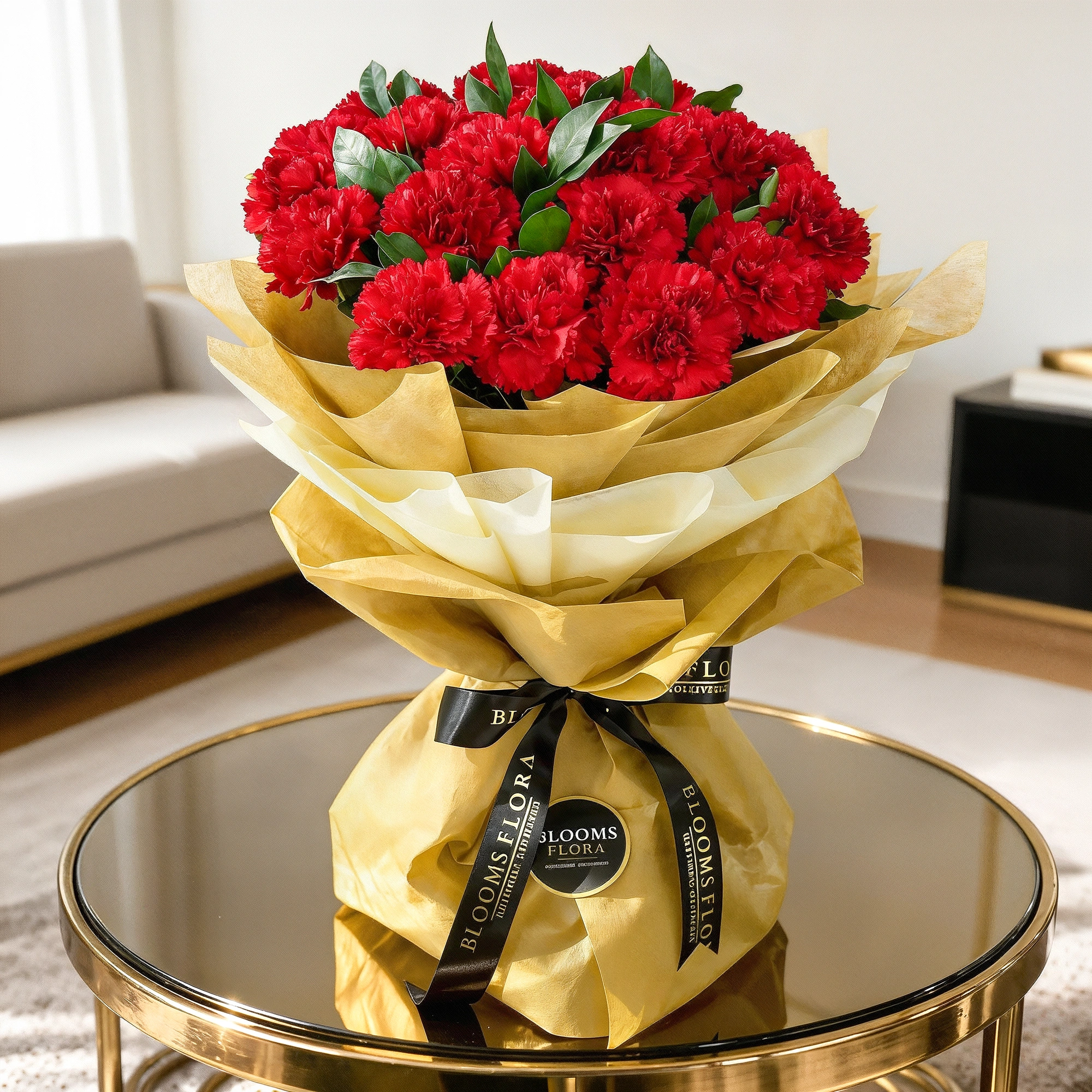 20 red carnations bouquet