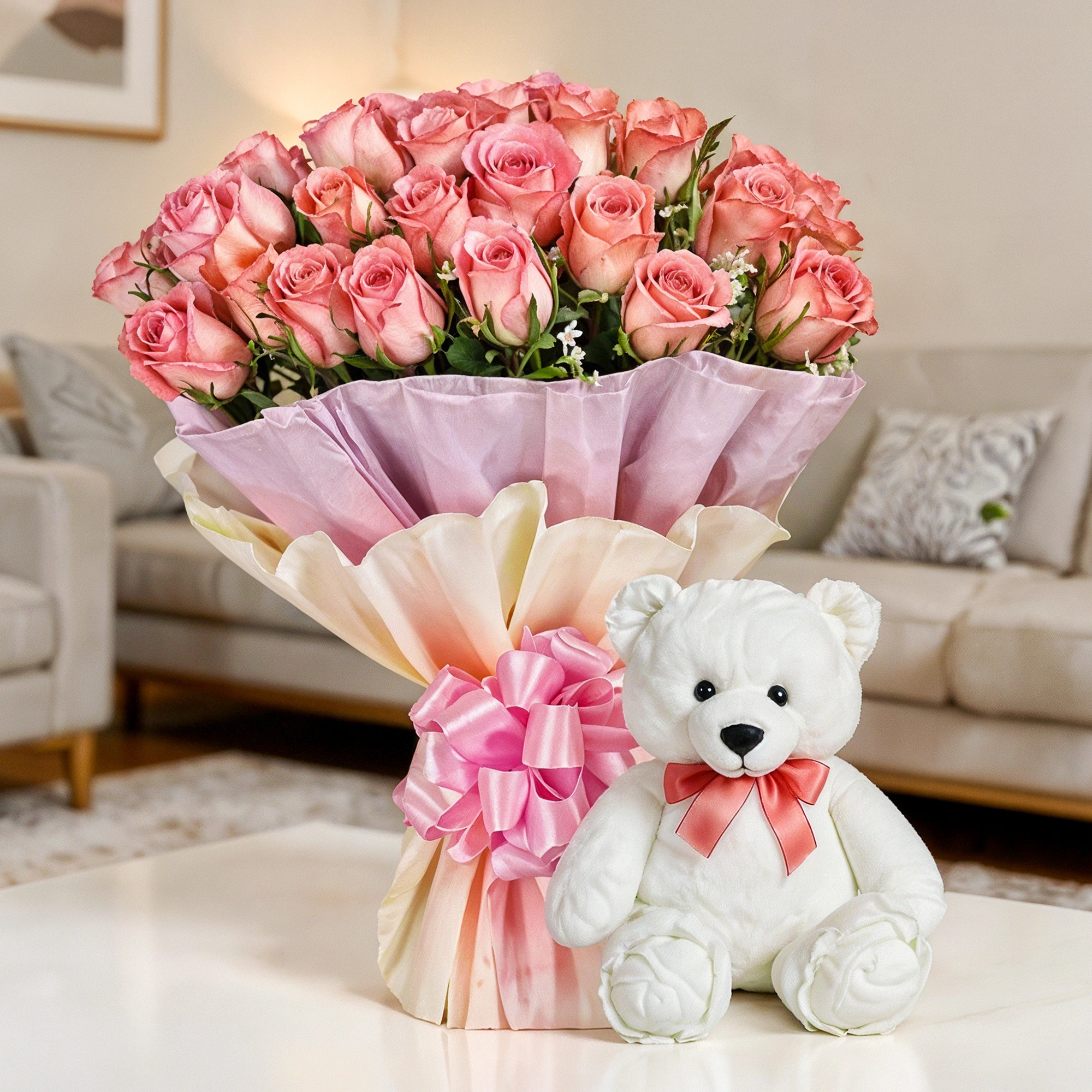 Flower Bouquet With Teddy