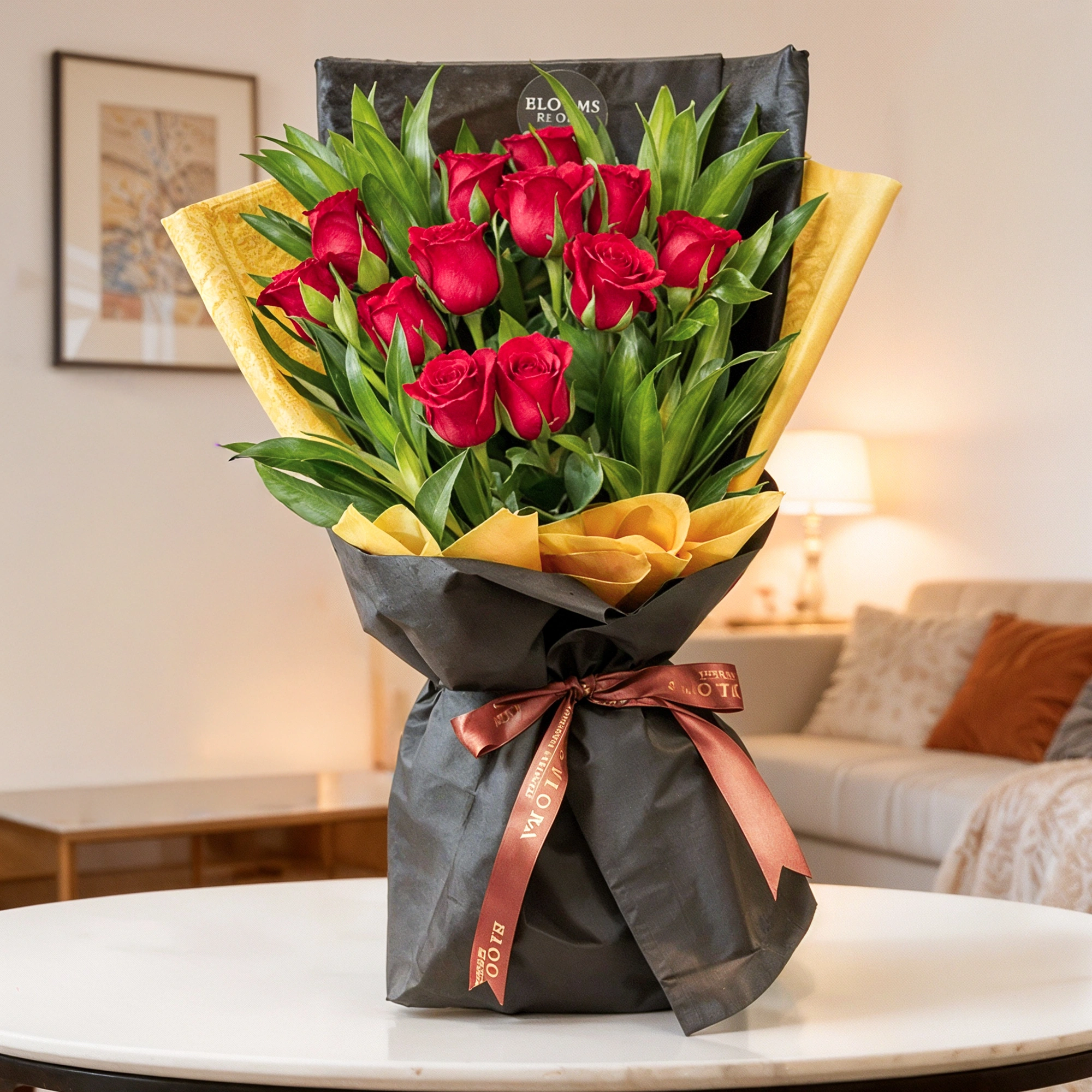 12 red roses bouquet