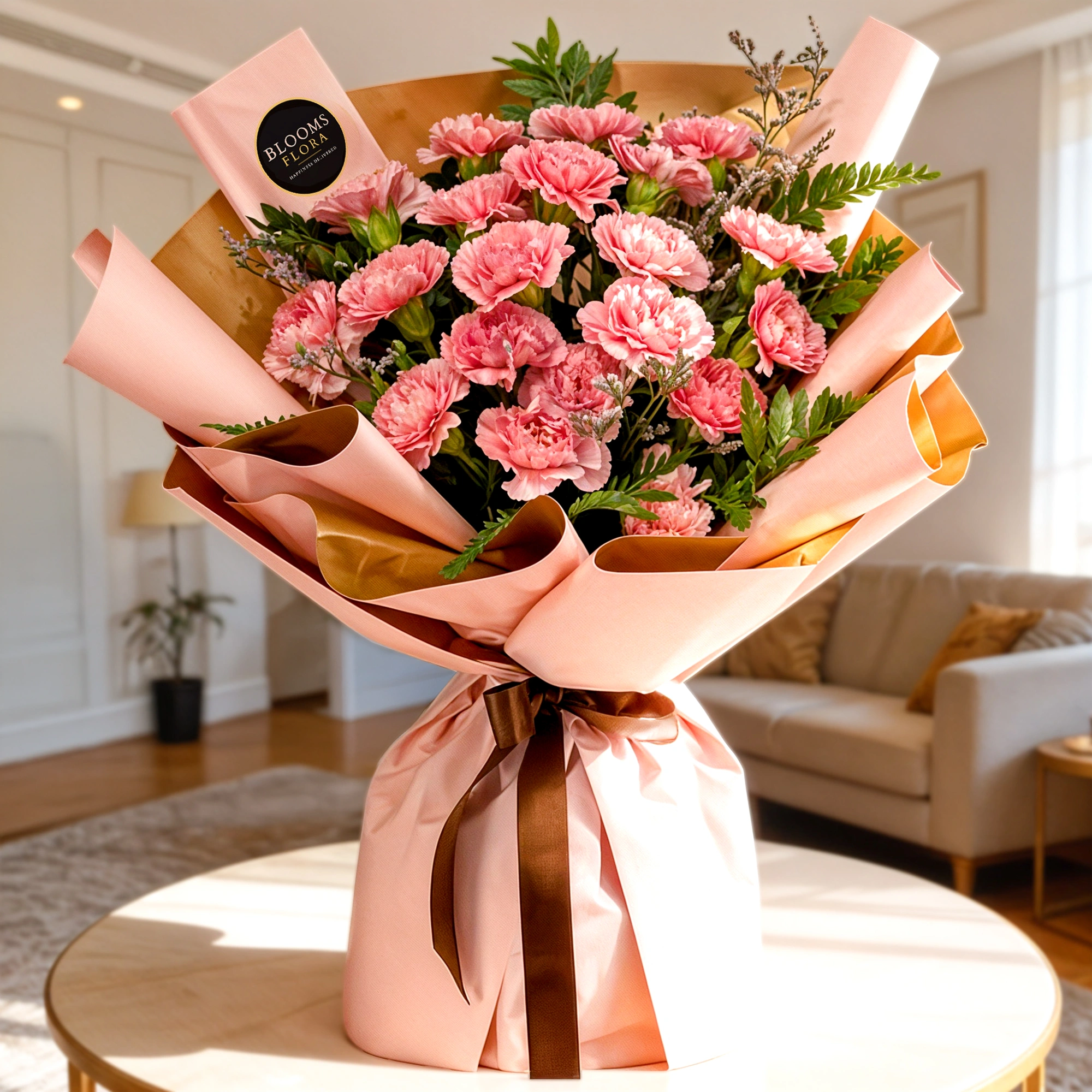 20 pink carnations bouquet
