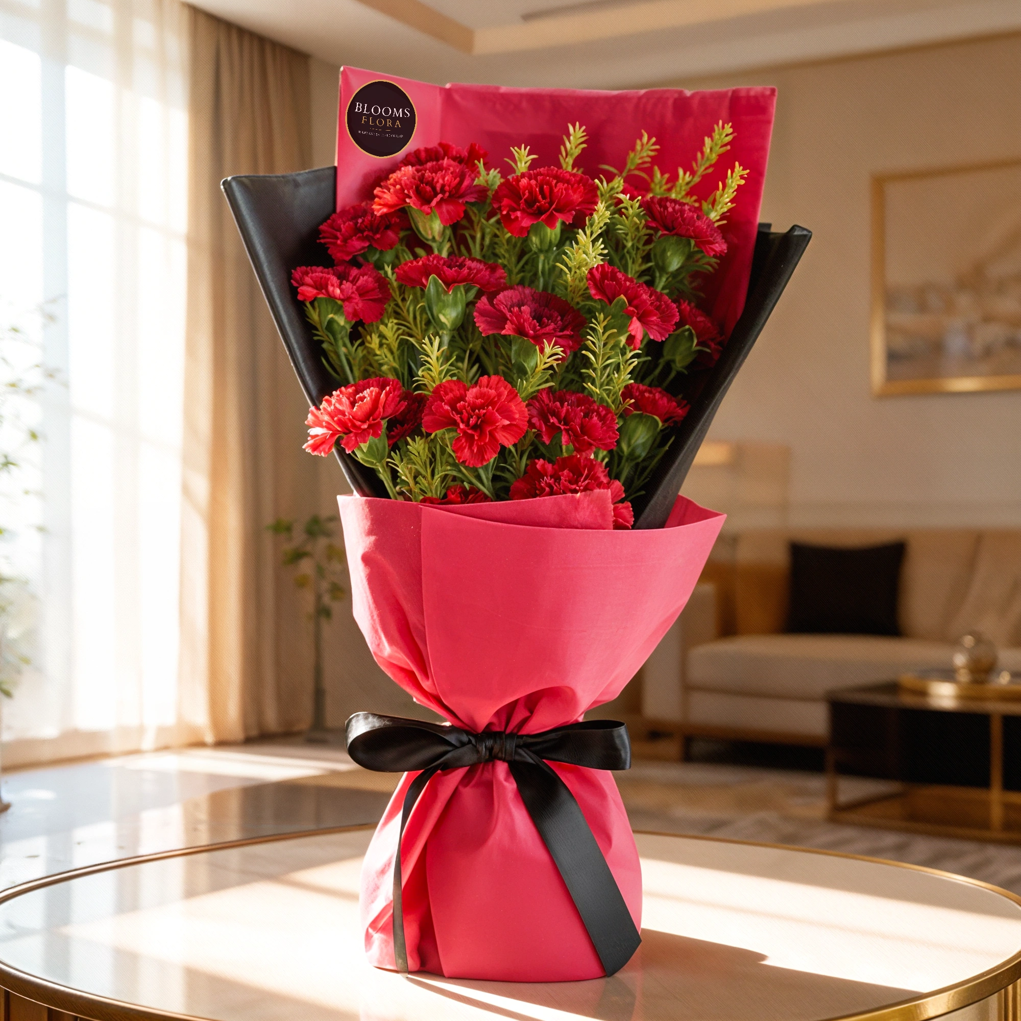 20 red carnations bouquet