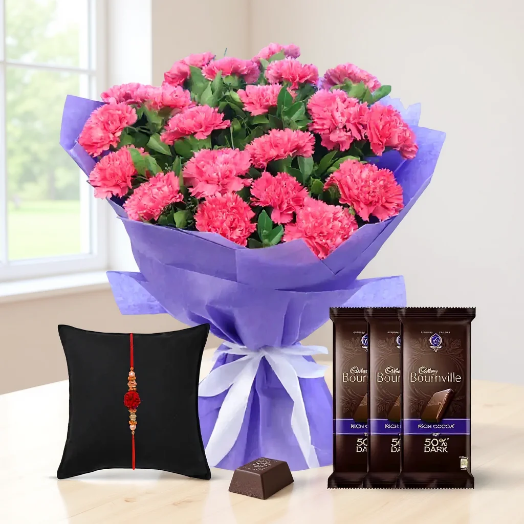 Bouquet of Carnations with Chocolates