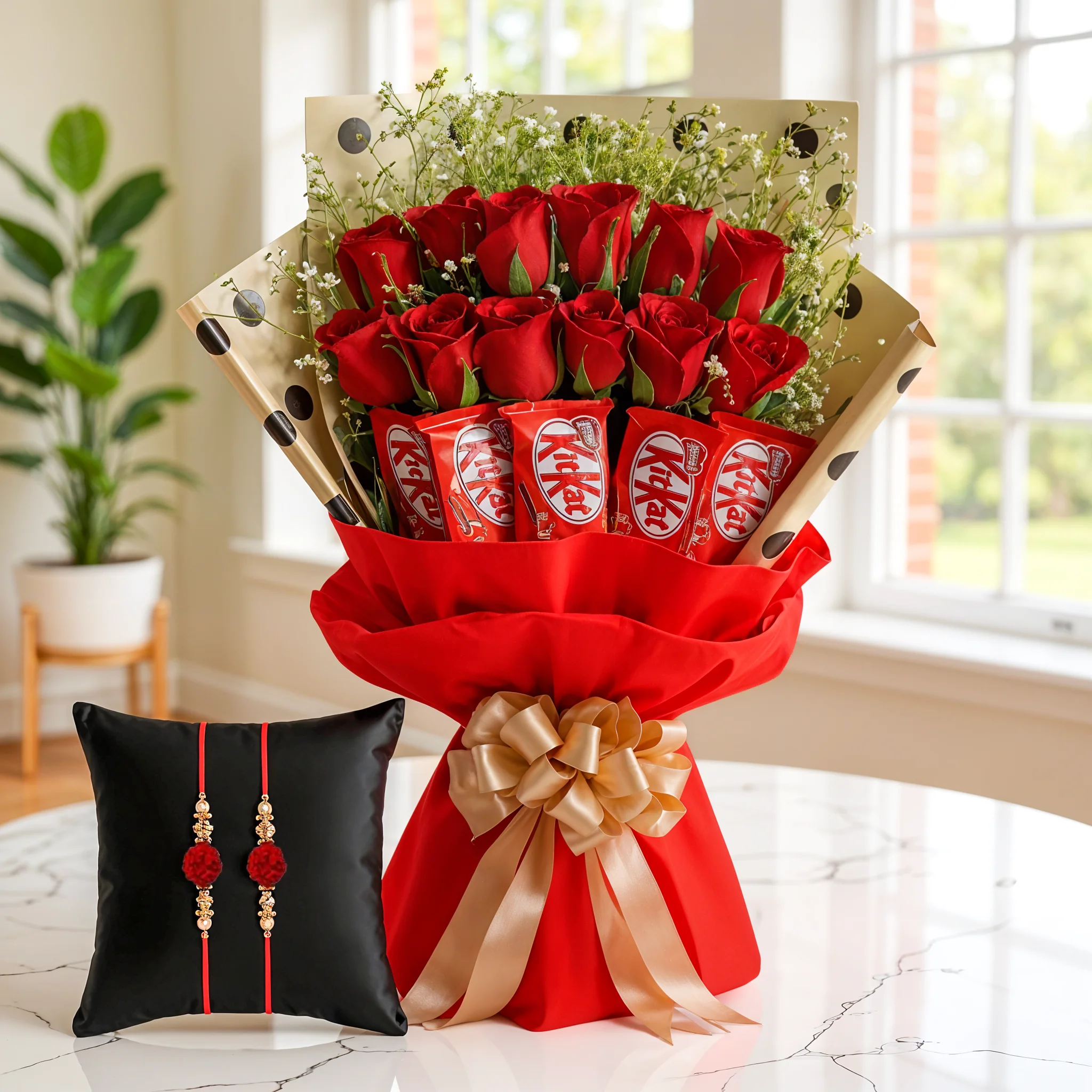 Bouquet of Red Roses & Chocolates