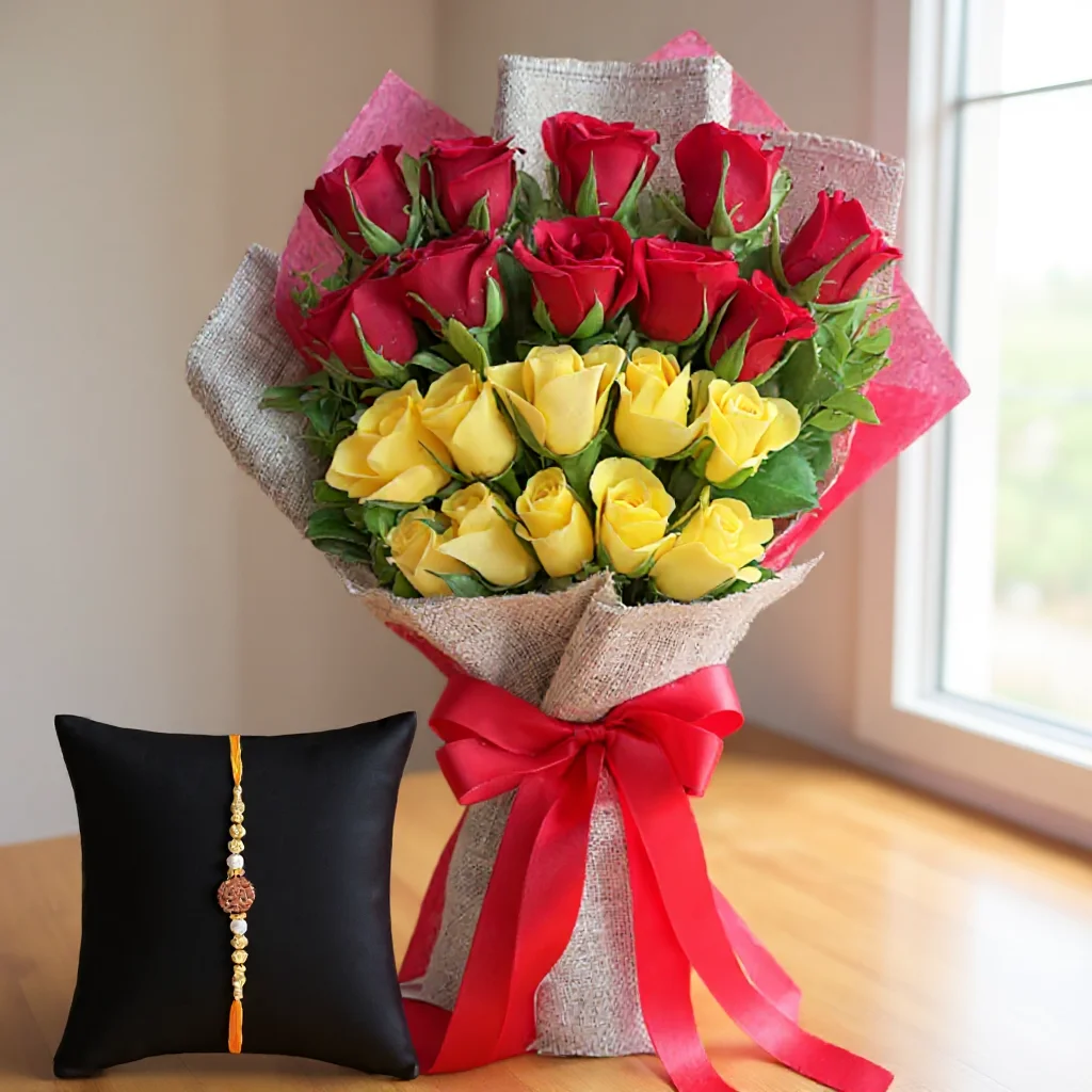 Bouquet of Yellow & Red Roses