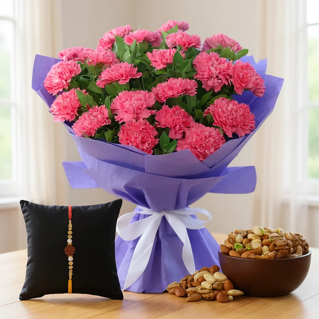 Carnations Bouquet & Mixed Dry Fruits