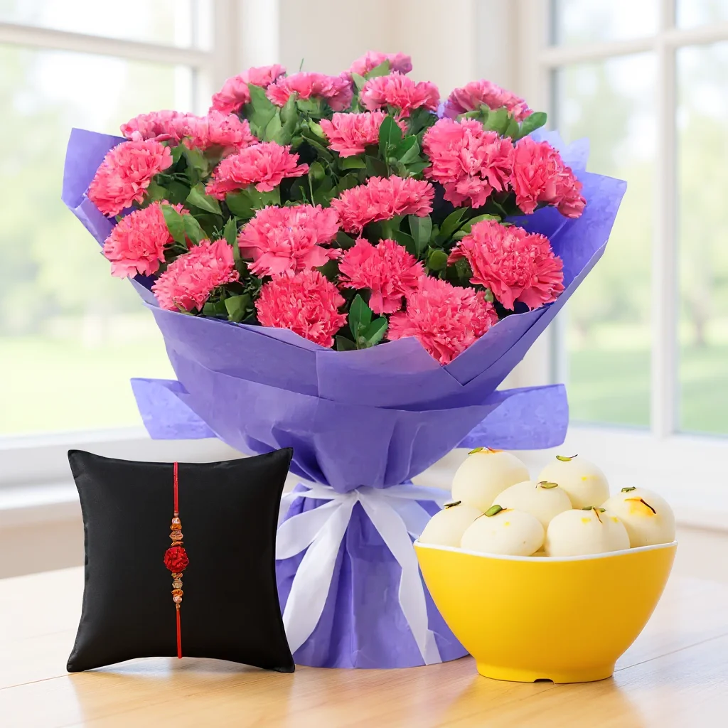 Carnations with Rasgullas