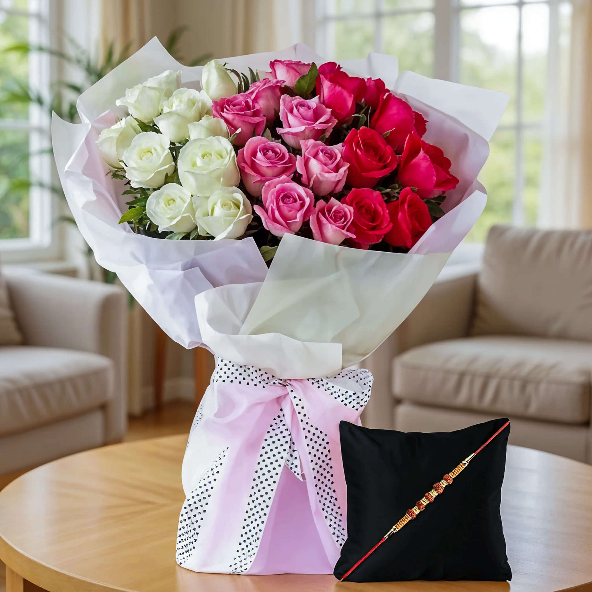 Roses Bouquet with Free Rakhi