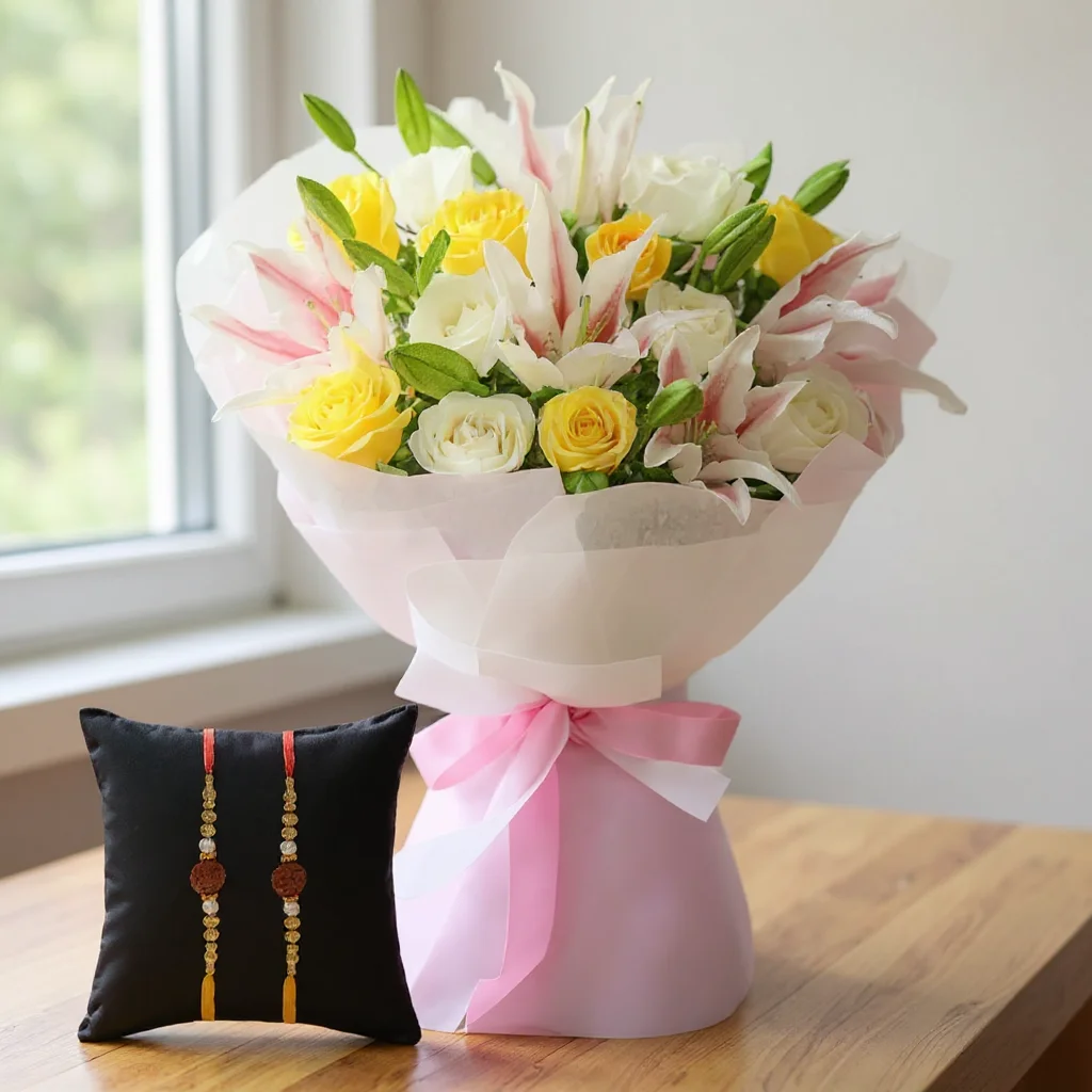 Flowers Bouquet with Rakhi