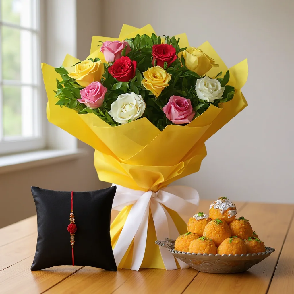 Mixed Roses with Laddu