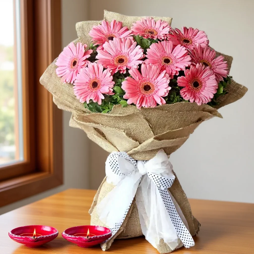 Flowers With Diya