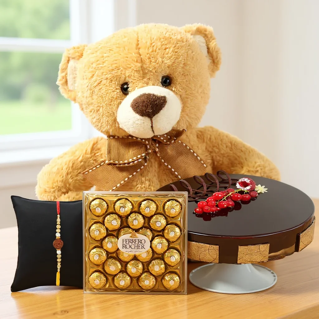 Teddy, Chocolate Cake and Ferrero Rocher