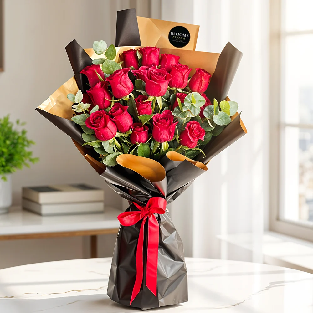 20 red roses bouquet