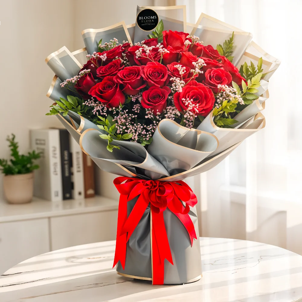30 red roses bouquet