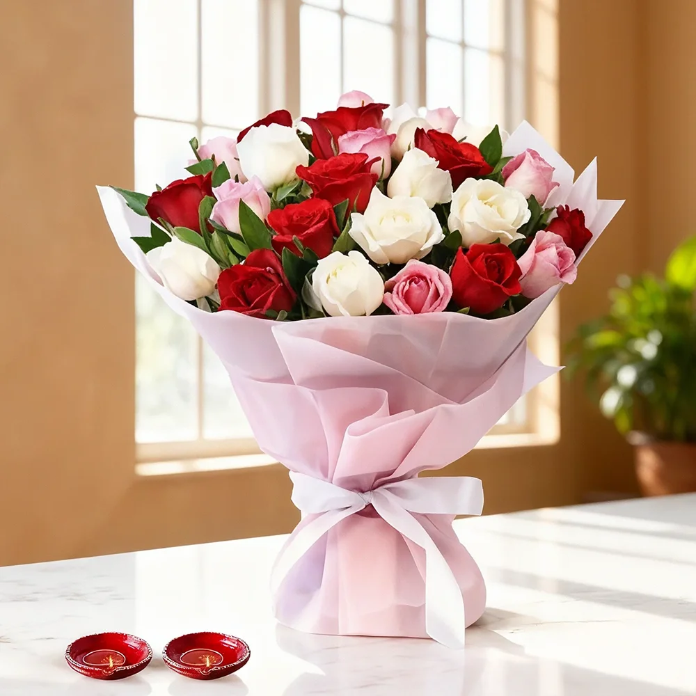 Roses Bouquet & Diyas