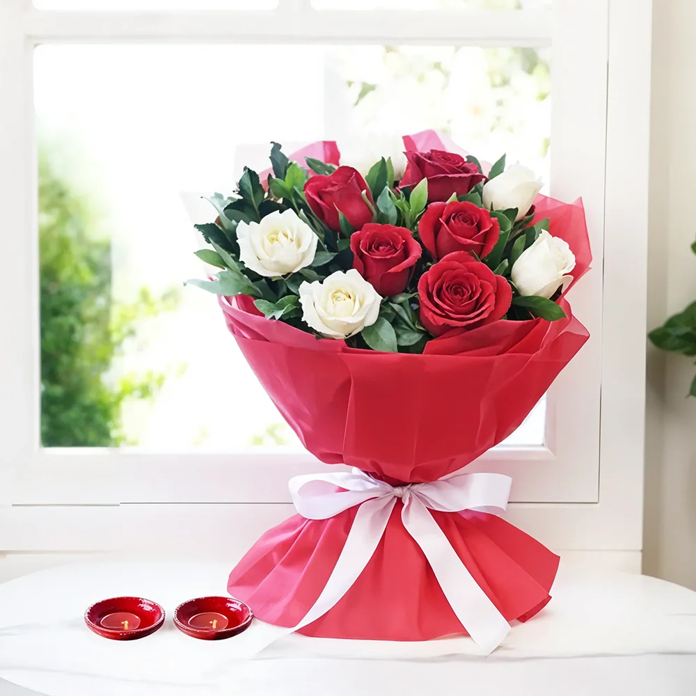Roses Bouquet with Diyas