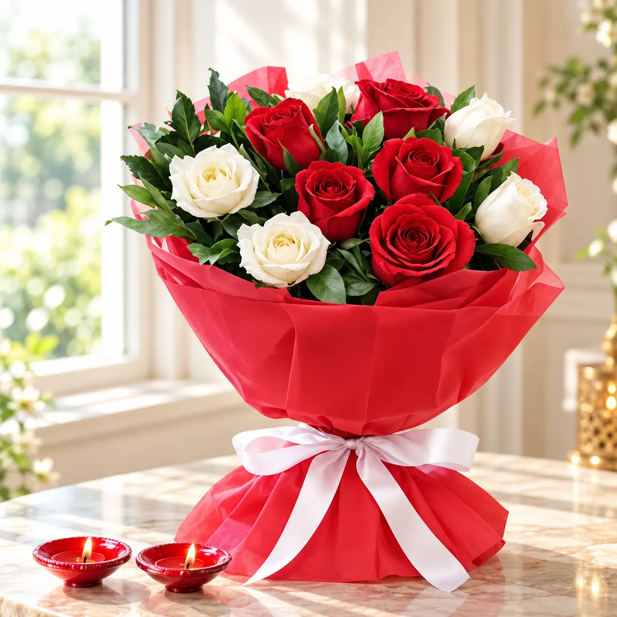 Roses Bouquet with Diyas